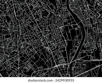 Vector city map of Vitry-sur-Seine in France with white roads isolated on a black background.