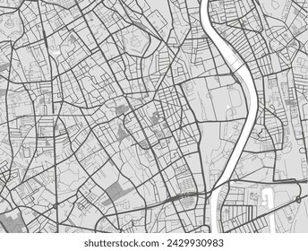 Vector city map of Vitry-sur-Seine in France with black roads isolated on a grey background.