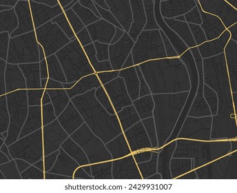 Vector Stadtplan von Vitry-sur-Seine in Frankreich mit gelben Straßen isoliert auf einem braunen Hintergrund.