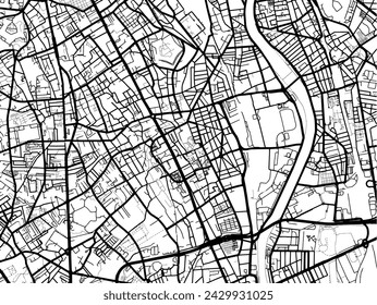 Vector city map of Vitry-sur-Seine in France with black roads isolated on a white background.