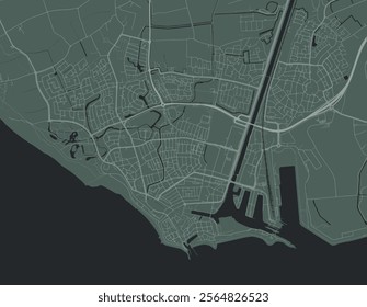 Vector city map of Vlissingen in the Netherlands with white roads isolated on a green background.