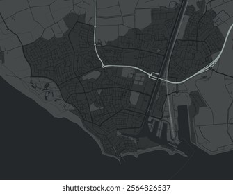 Vector city map of Vlissingen in the Netherlands with white roads isolated on a grey background.