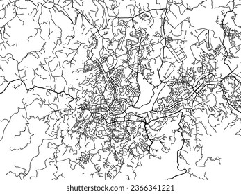 Vector city map of VNM Da Lat in Vietnam with black roads isolated on a white background.