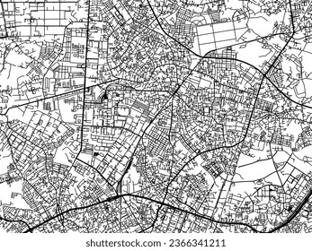 Stadtplan von VNM Di An in Vietnam mit schwarzen Straßen einzeln auf weißem Hintergrund.