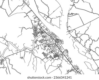 Vektor Stadtplan von VNM Long Xuyen in Vietnam mit schwarzen Straßen einzeln auf weißem Hintergrund.