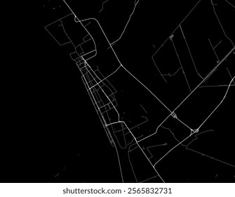 Vector city map of VNM Rach Gia in Vietnam with white roads isolated on a black background.