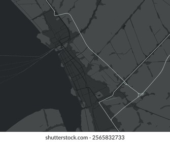 Vector city map of VNM Rach Gia in Vietnam with white roads isolated on a grey background.