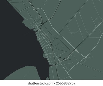 Vector city map of VNM Rach Gia in Vietnam with white roads isolated on a green background.