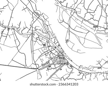 Vector city map of VNM Sa Dec in Vietnam with black roads isolated on a white background.