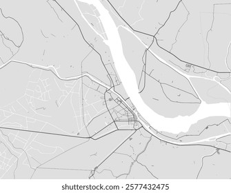 Vector city map of VNM Sa Dec in Vietnam with black roads isolated on a grey background.