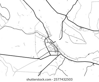 Vector city map of VNM Sa Dec in Vietnam with black roads isolated on a white background.