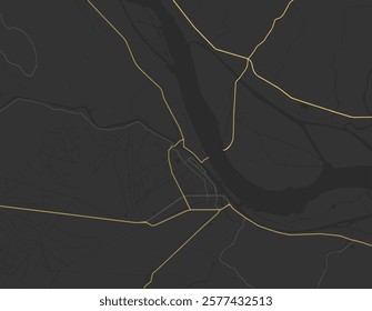 Vector city map of VNM Sa Dec in Vietnam with yellow roads isolated on a brown background.