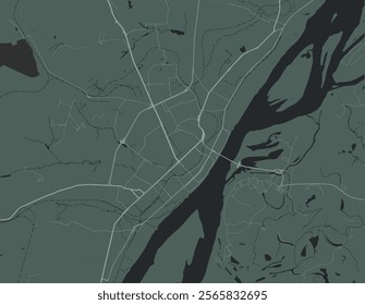 Vector city map of Volgograd in the Russian Federation with white roads isolated on a green background.