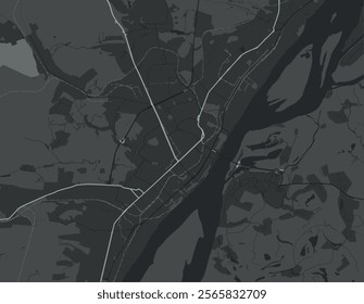 Vector city map of Volgograd in the Russian Federation with white roads isolated on a grey background.