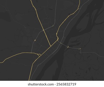 Vector city map of Volgograd in the Russian Federation with yellow roads isolated on a brown background.