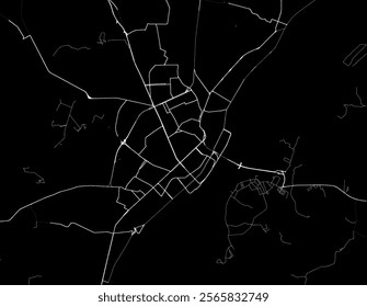 Vector city map of Volgograd in the Russian Federation with white roads isolated on a black background.