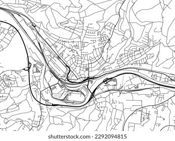 Vector city map of Volklingen in the Germany with black roads isolated on a white background.