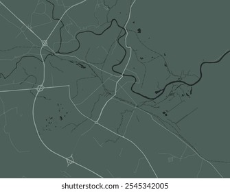 Vector city map of Vologda in the Russian Federation with white roads isolated on a green background