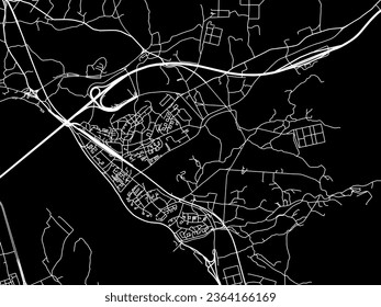 Vector city map of Wabu in the South Korea with white roads isolated on a black background.