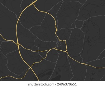 Vector city map of Wakefield in the United Kingdom with yellow roads isolated on a brown background.