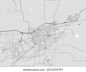 Mapa da cidade vetor de Walla Walla Washington nos Estados Unidos da América com estradas pretas isoladas sobre um fundo cinza.