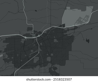 Mapa da cidade vetor de Walla Walla Washington nos Estados Unidos da América com estradas brancas isoladas sobre um fundo cinza.