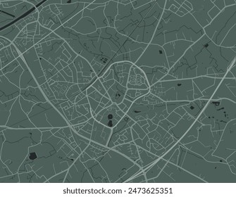 Vector city map of Waregem in Belgium with white roads isolated on a green background.