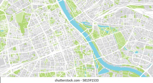 Vector city map of Warsaw, Poland