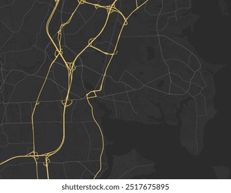 Vector city map of Warwick Rhode Island in the United States of America with yellow roads isolated on a brown background.