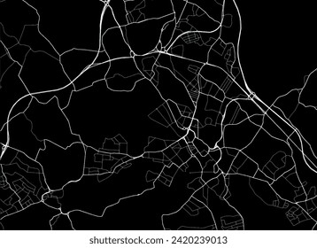 Vector city map of Watford in the United Kingdom with white roads isolated on black background.