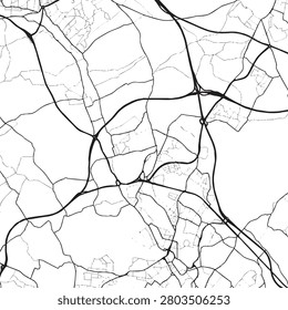 Vector city map of Watford in the United Kingdom with black roads isolated on a white background.