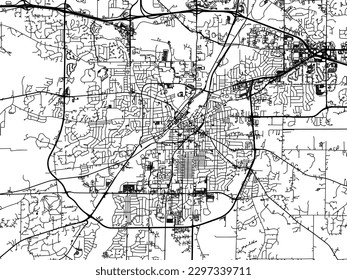 Vector city map of Waukesha Wisconsin in the United States of America with black roads isolated on a white background.