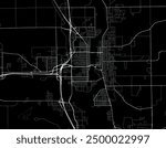 Vector city map of Wausau Wisconsin in the United States of America with white roads isolated on a black background.