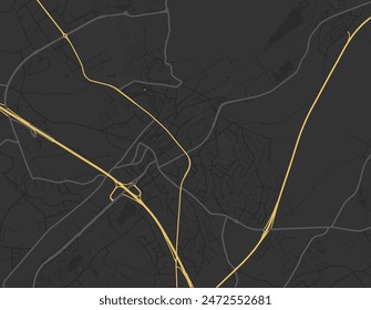 Vector city map of Wavre in Belgium with yellow roads isolated on a brown background