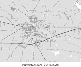 Vector city map of Weatherford Texas in the United States of America with black roads isolated on a grey background.