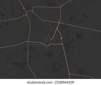 Mapa vetorial de Welkom na África do Sul com estradas amarelas isoladas sobre um fundo marrom.