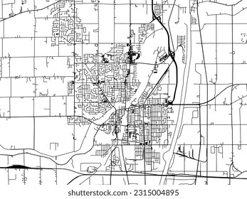 Vector city map of Welland Ontario in Canada with black roads isolated on a white background.