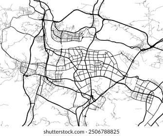 Vector city map of Wenzhou in People's Republic of China with black roads isolated on a white background.