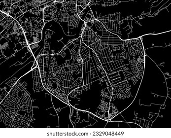 Stadtplan von West Bridgford im Vereinigten Königreich mit weißen Straßen einzeln auf schwarzem Hintergrund.