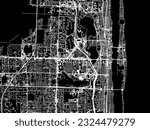 Vector city map of West Palm Beach Florida in the United States of America with white roads isolated on a black background.