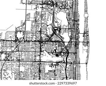 Vector city map of West Palm Beach Florida in the United States of America with black roads isolated on a white background.