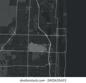 Vector city map of West Palm Beach Florida in the United States of America with white roads isolated on a grey background.