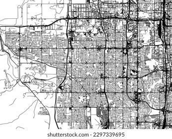 Vector city map of West Valley City Utah in the United States of America with black roads isolated on a white background.