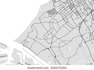 Vector city map of Westland in the Netherlands with black roads isolated on a grey background.