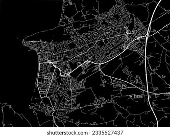 Vector city map of Weston-super-Mare in the United Kingdom with white roads isolated on a black background.