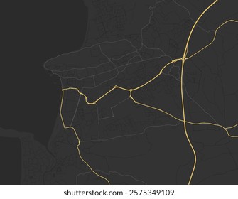 Vector city map of Weston-super-Mare in the United Kingdom with yellow roads isolated on a brown background.