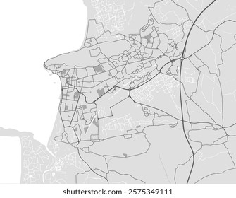 Vector city map of Weston-super-Mare in the United Kingdom with black roads isolated on a grey background.