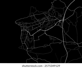 Vector city map of Weston-super-Mare in the United Kingdom with white roads isolated on a black background.