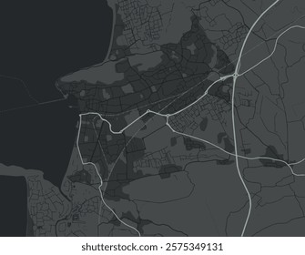 Vector city map of Weston-super-Mare in the United Kingdom with white roads isolated on a grey background.