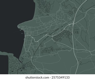 Vector city map of Weston-super-Mare in the United Kingdom with white roads isolated on a green background.